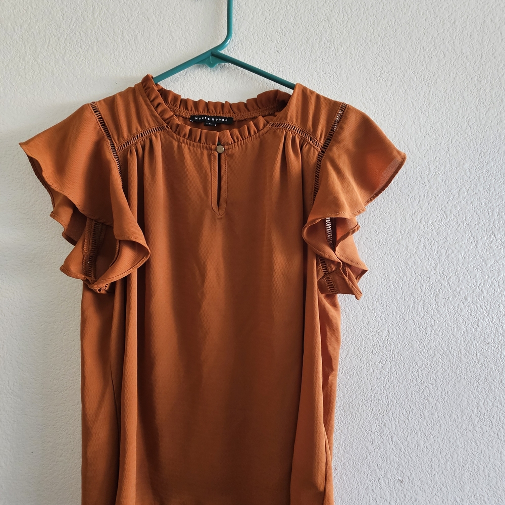 Haute Monde Terracotta Ruffled Blouse